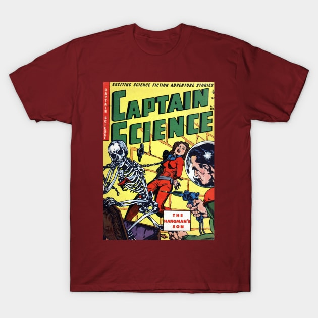 Captain Science vs Space Skeleton Comic Cover T-Shirt by Weirdette